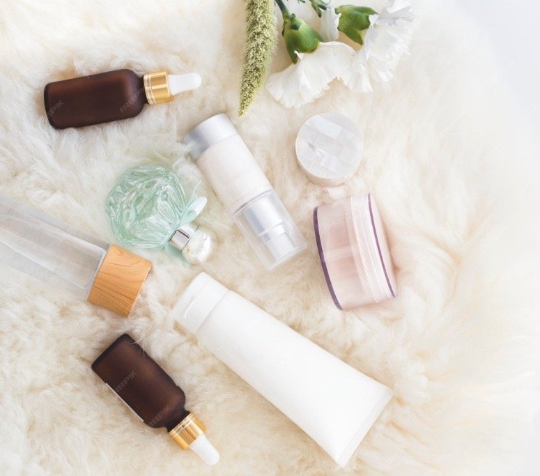 Facial serum cream bottles